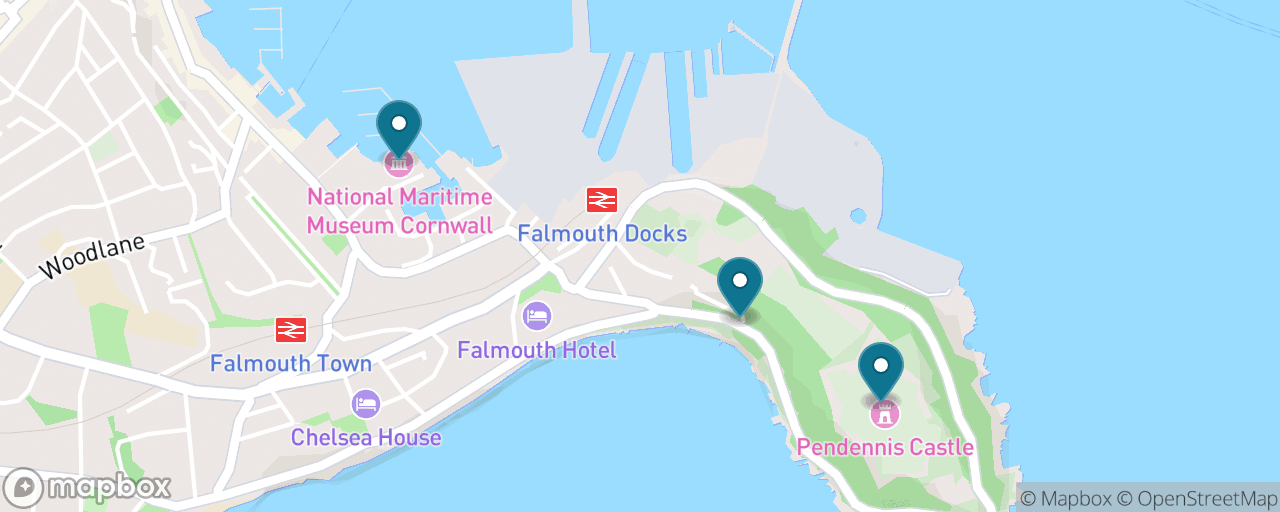 Map of the stops on “Pendennis Castle & the Headland”