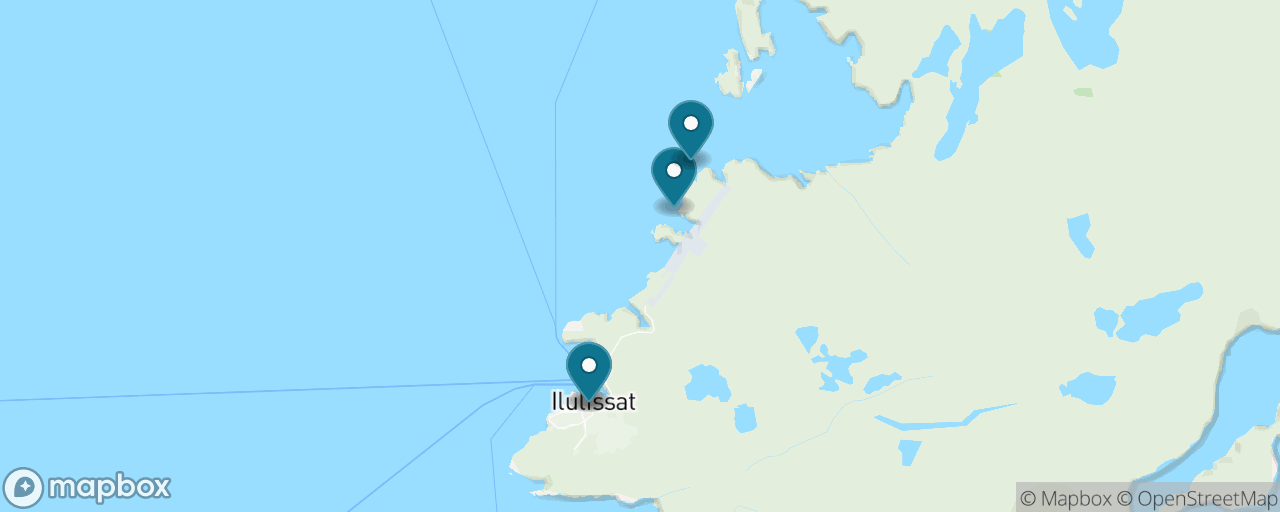 Map of the stops on “Whale Safari in Disko Bay”