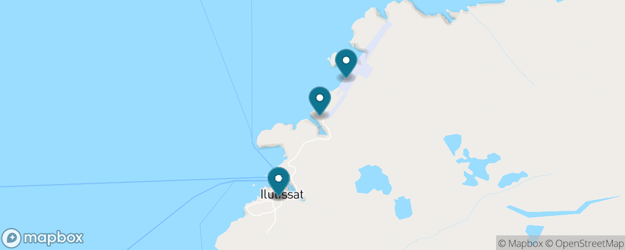 Map of the stops on “Iceberg Boat Cruise in Disko Bay”