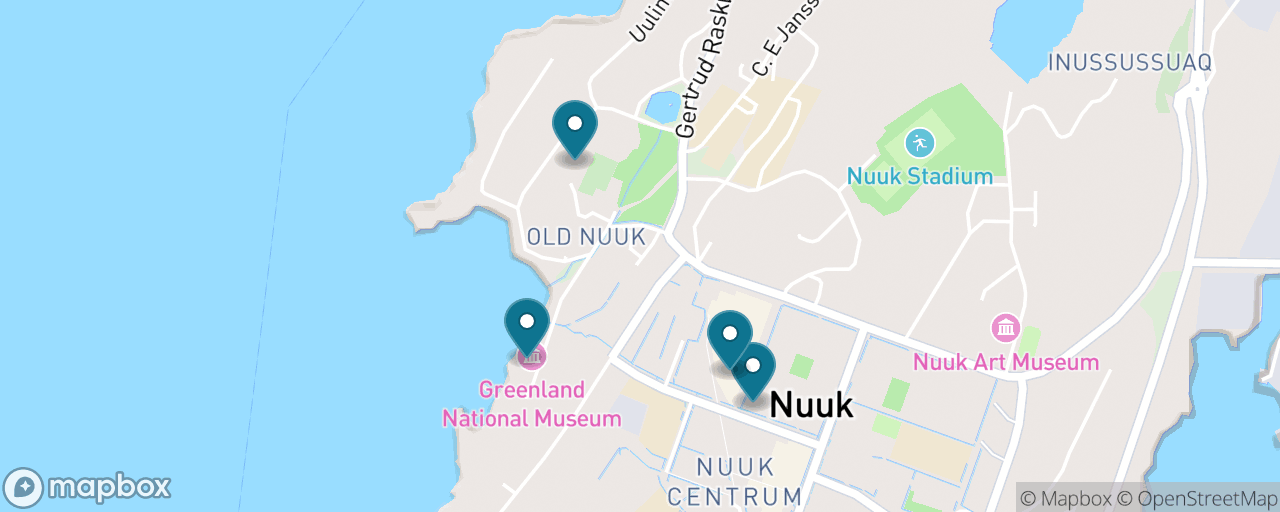 Map of the stops on “The Nuuk Highlights Classic”