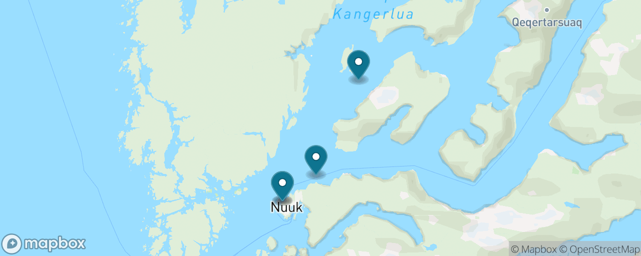 Map of the stops on “Fjord Cruise to Sermitsiaq”