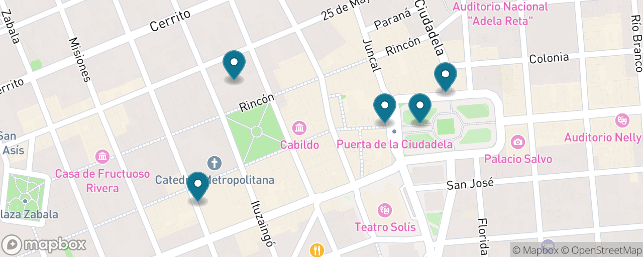 Map of the stops on “Ciudad Vieja Essentials”