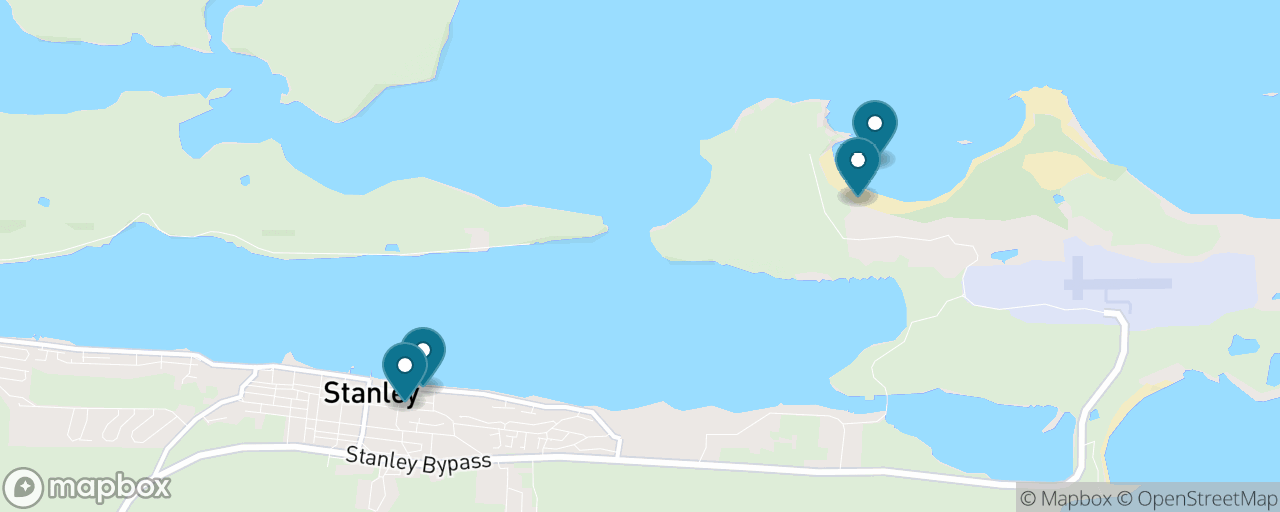 Map of the stops on “Gypsy Cove Penguins & Stanley Highlights”