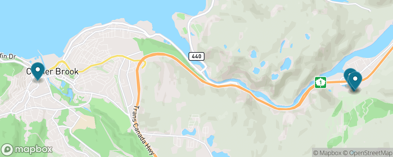 Map of the stops on “Zip Over Steady Brook Gorge”