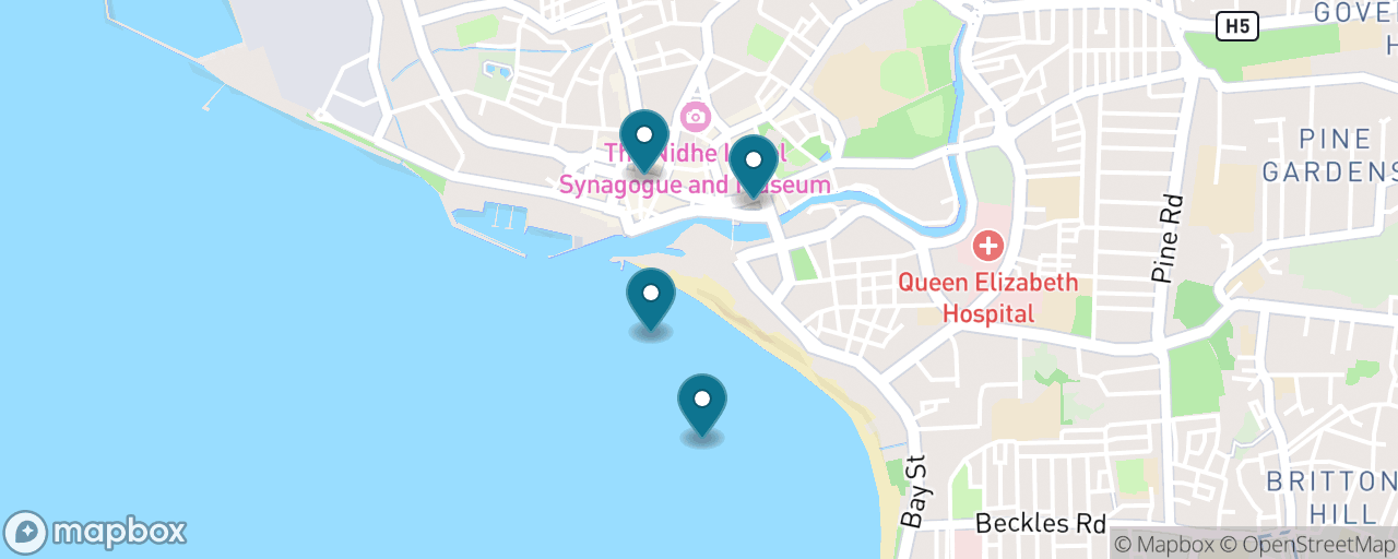 Map of the stops on “The Zero-Dollar Bridgetown Day — Boardwalk, Careenage & Brownes Beach”