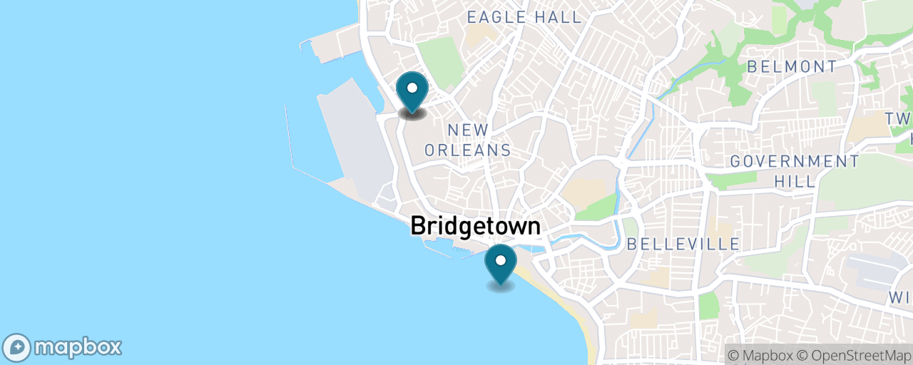Map of the stops on “The Rum That Started It All — Mount Gay Heritage Tasting”