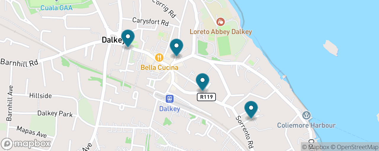 Map of the stops on “Dalkey: Norman Castle & a Millionaires' Village”