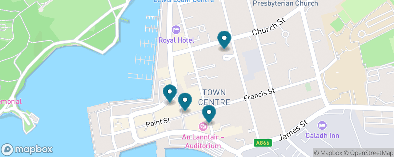 Map of the stops on “Stornoway Town, Tweed & Black Pudding”
