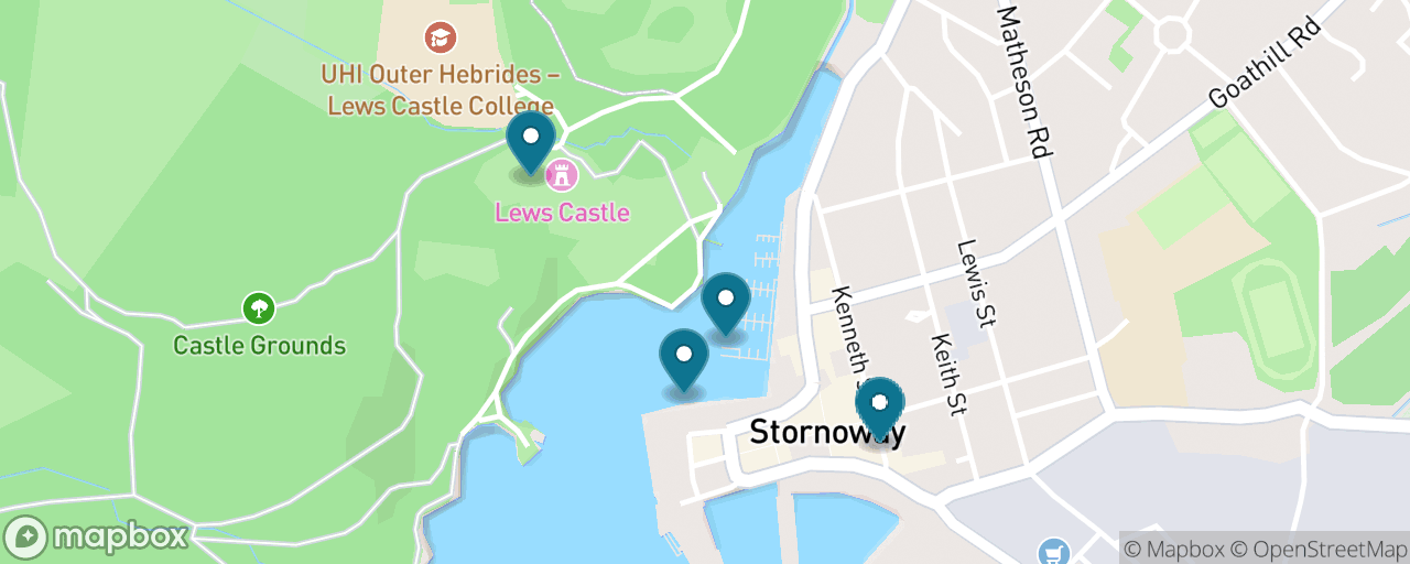 Map of the stops on “Lews Castle, the Chessmen & the Castle Woods”