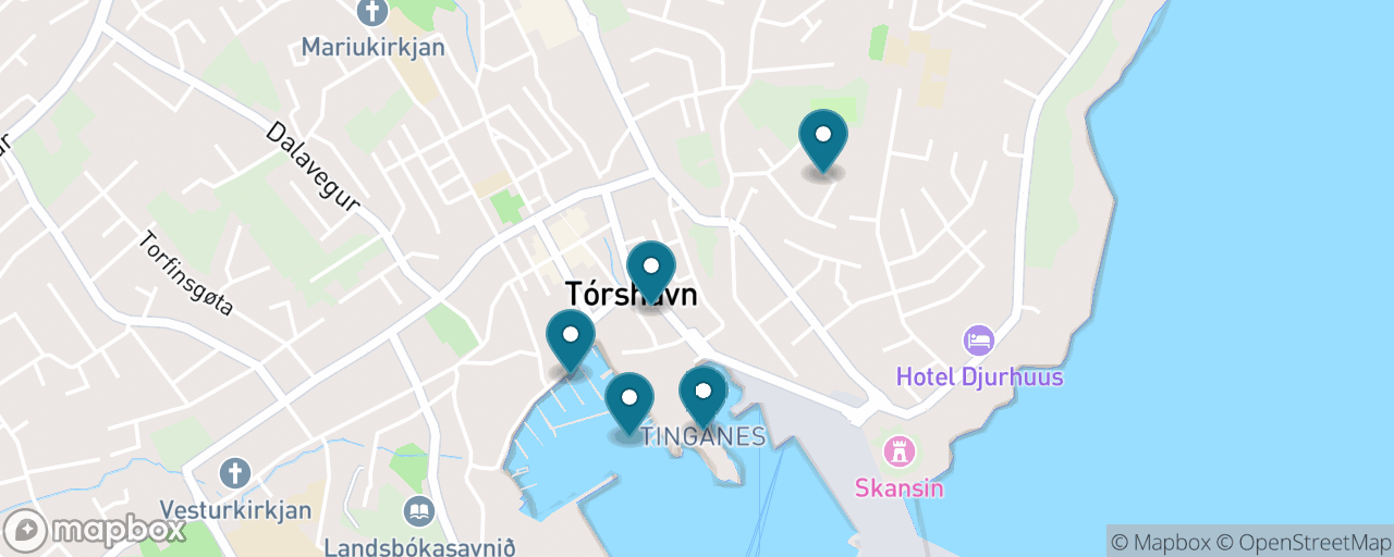 Map of the stops on “Old Tórshavn on Foot: Tinganes, Reyn & Skansin”