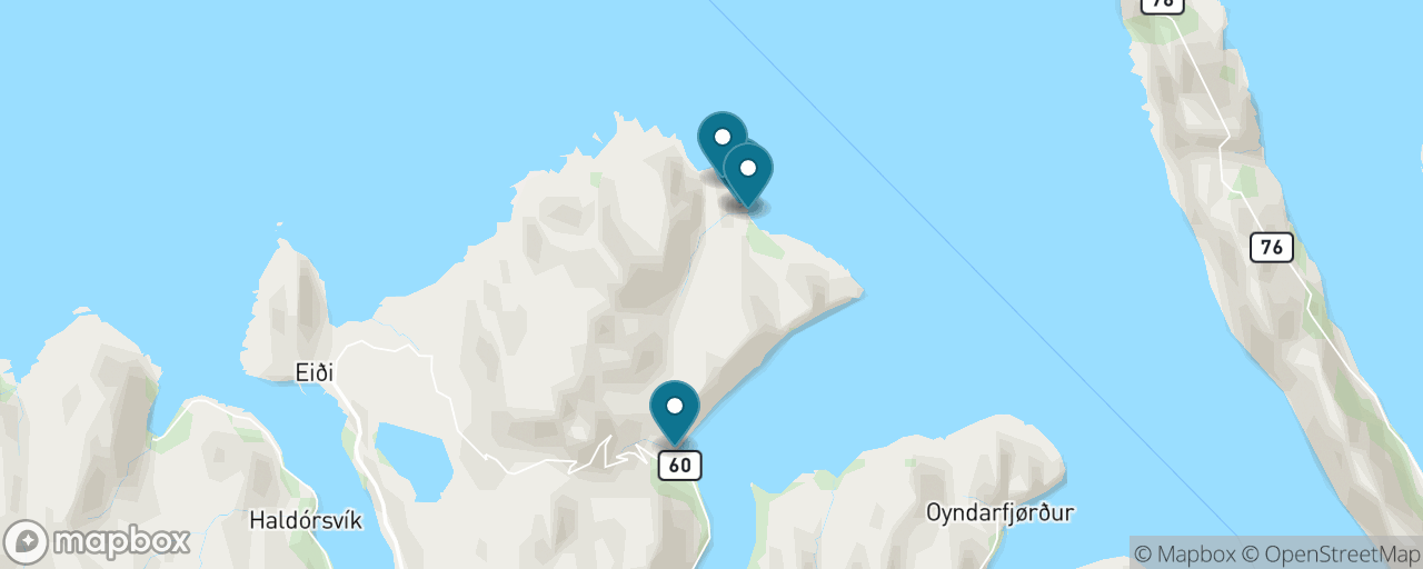 Map of the stops on “Gjógv: Gorge, Cliffs & Colour”