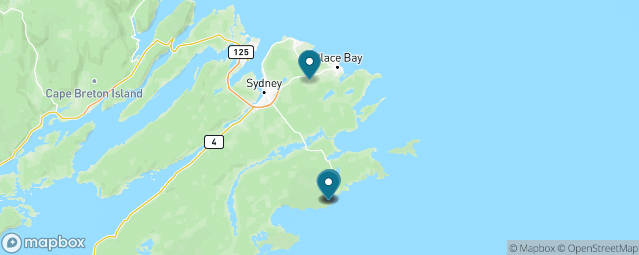 Map of the stops on “Fortress of Louisbourg History Day”