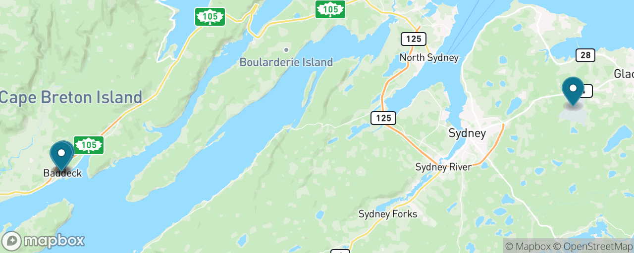 Map of the stops on “Baddeck & the Bell Museum”