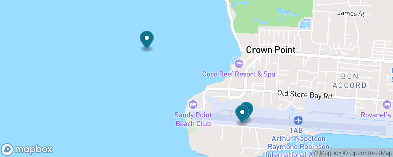 Map of the stops on “Curry Crab, Store Bay & Pigeon Point Combo”