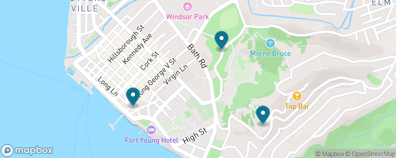 Map of the stops on “Free Roseau & the Botanic Gardens”