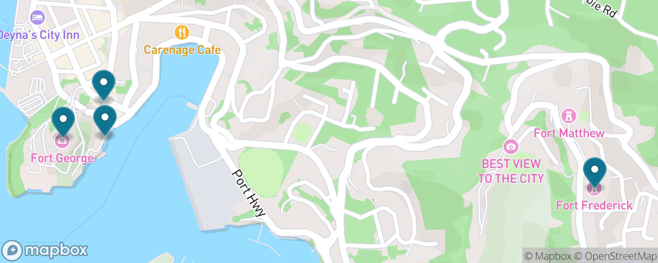Map of the stops on “St. George's Twin-Forts Heritage Walk”
