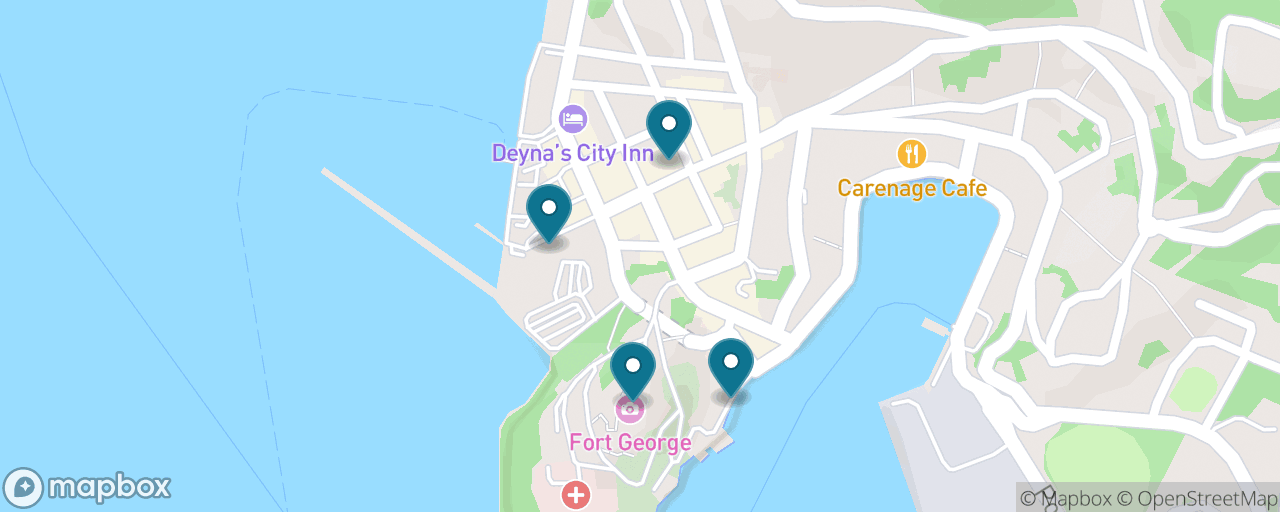 Map of the stops on “The Zero-Dollar St. George's Day — Carenage, Market Square & Fort George”