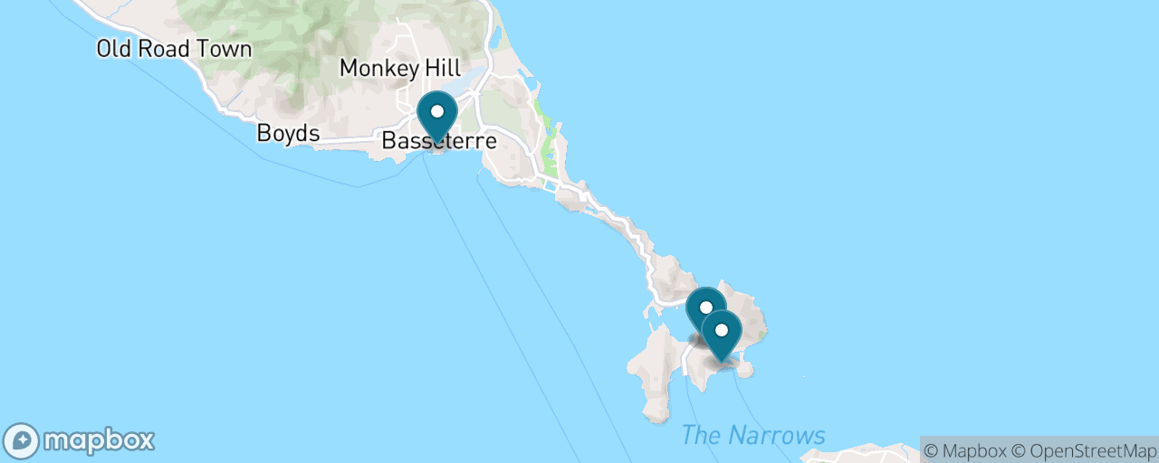 Map of the stops on “Cockleshell Bay Beach & a Nevis-View Lunch”