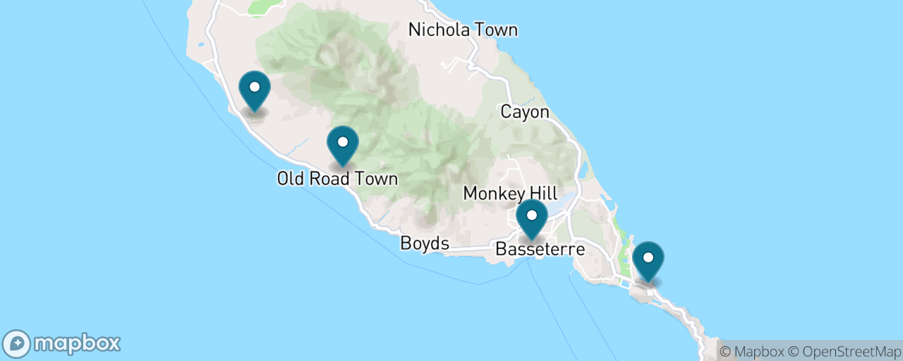 Map of the stops on “St Kitts Island Highlights Circuit”
