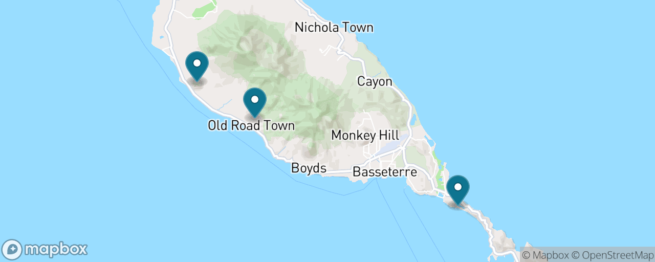 Map of the stops on “Brimstone Hill & Romney Manor”
