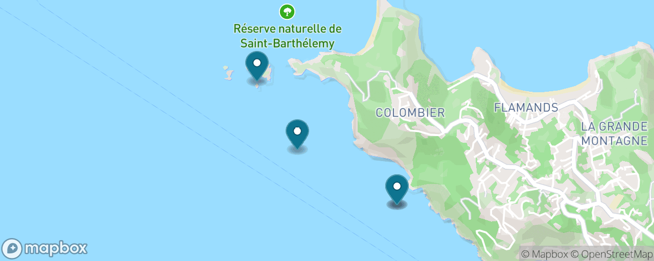 Map of the stops on “Colombier Beach Hike & Snorkel”