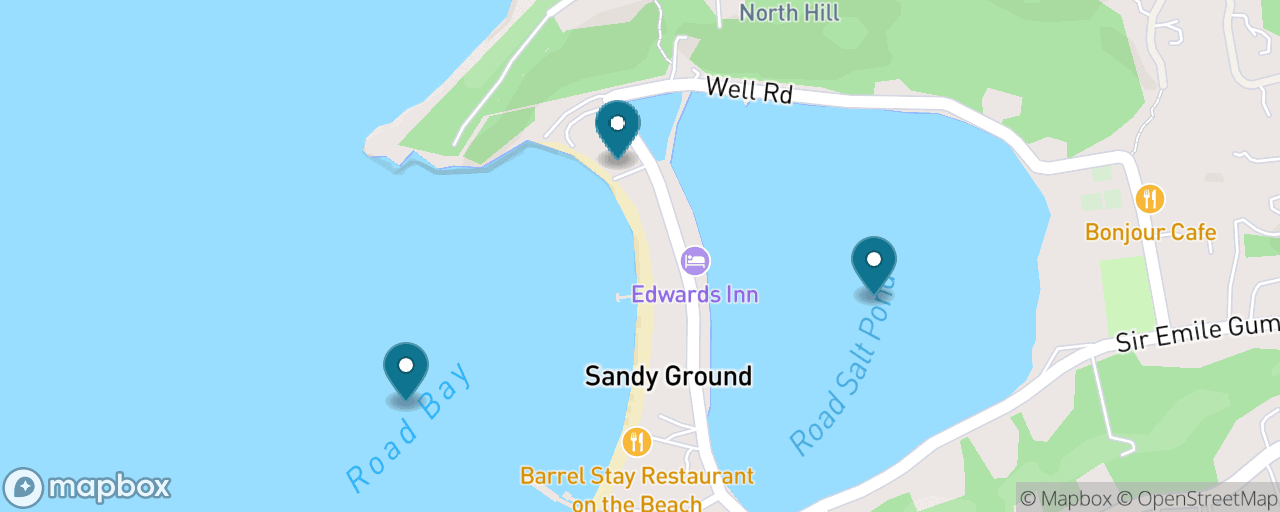 Map of the stops on “Free Sandy Ground: Road Bay Beach & the Salt Pond”