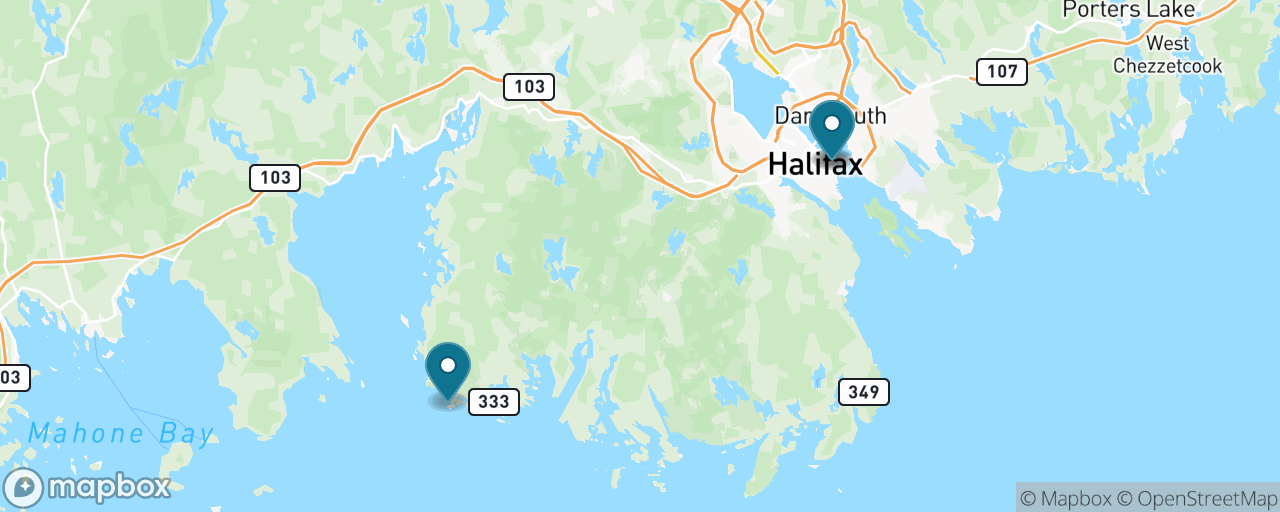 Map of the stops on “Peggy's Cove Lighthouse Day”