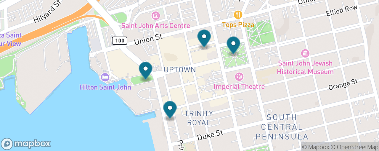 Map of the stops on “The Uptown Highlights Walk”