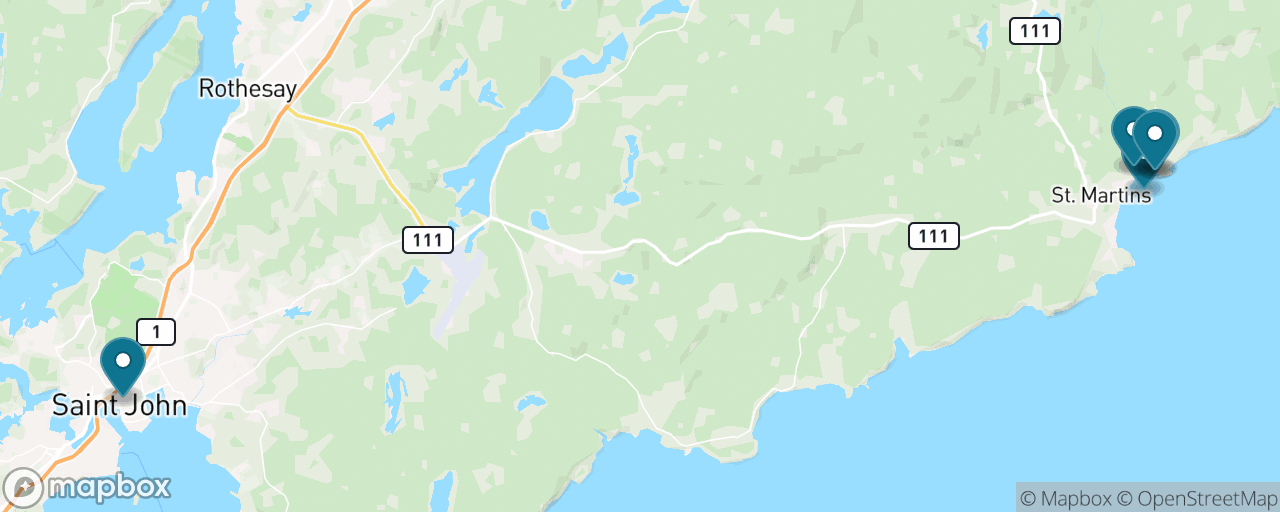 Map of the stops on “St. Martins Sea Caves & Covered Bridges”