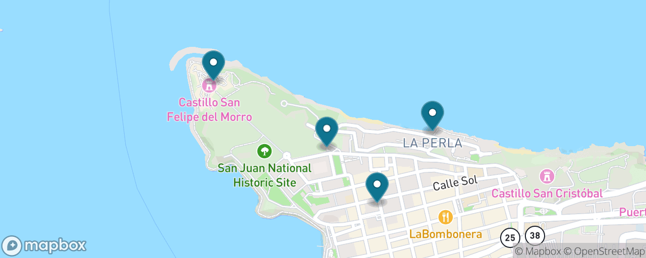 Map of the stops on “Two Forts & the Colonial Core”