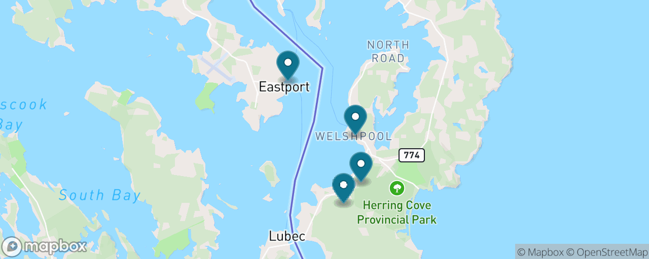 Map of the stops on “Roosevelt's Campobello Island”