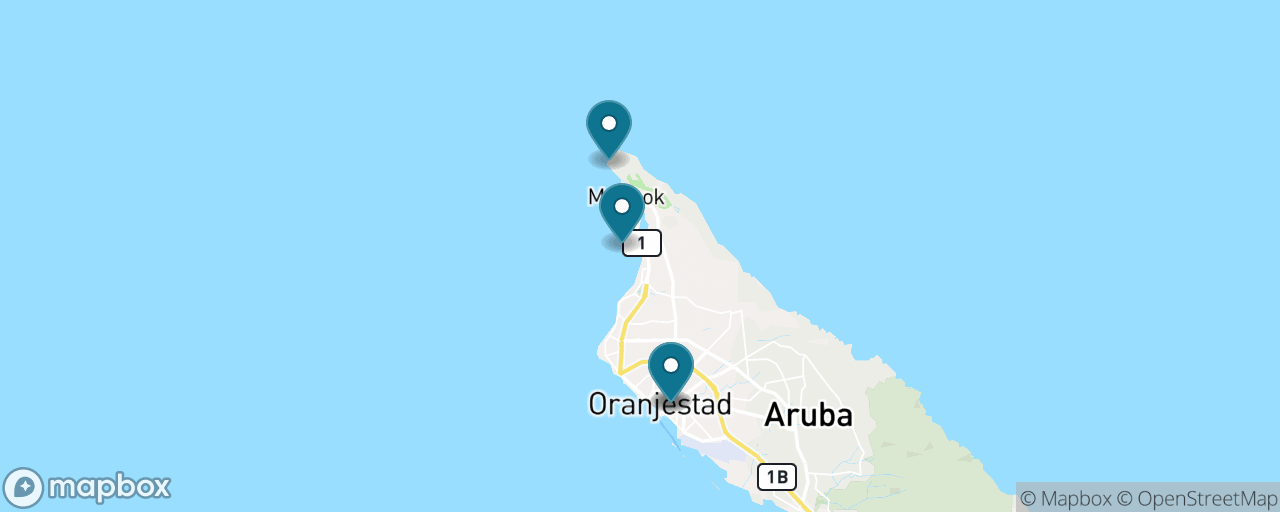 Map of the stops on “The Antilla Wreck Snorkel — Book the Boat Yourself”