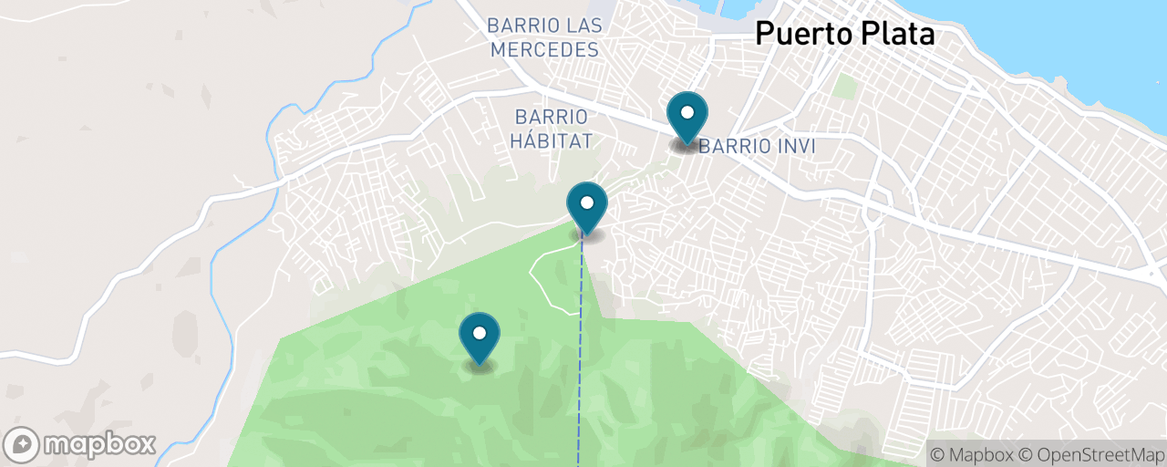 Map of the stops on “Up the Teleférico to Christ the Redeemer & the Cloud Forest”