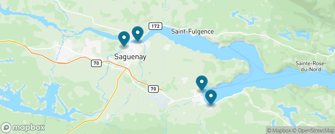 Map of the stops on “The La Baie & Chicoutimi Loop”