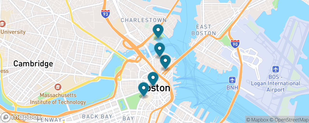 Map of the stops on “The Complete Freedom Trail”