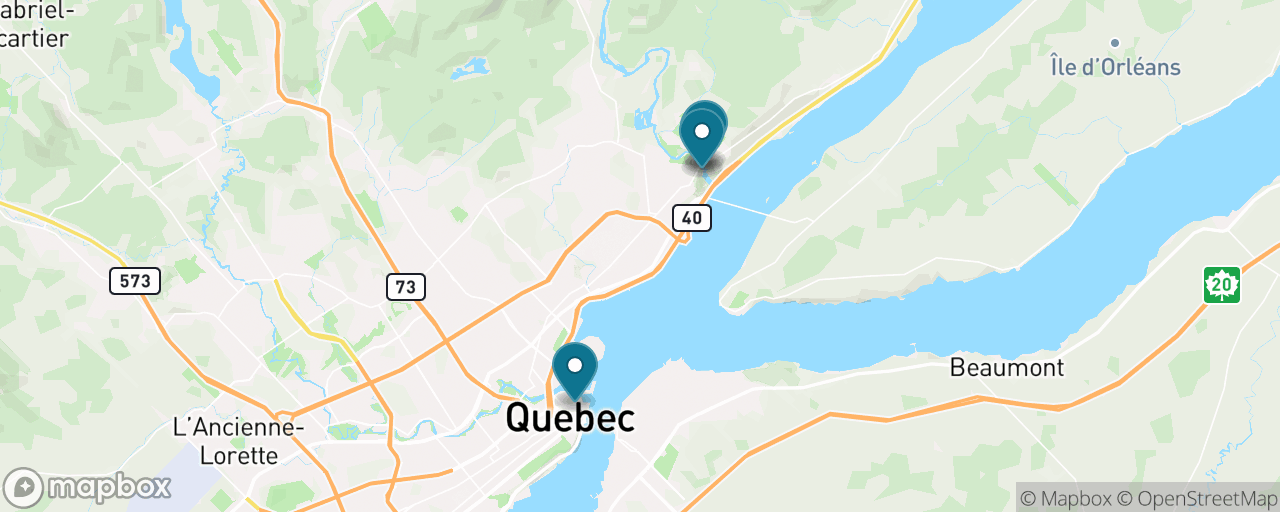 Map of the stops on “Montmorency Falls by Bus”