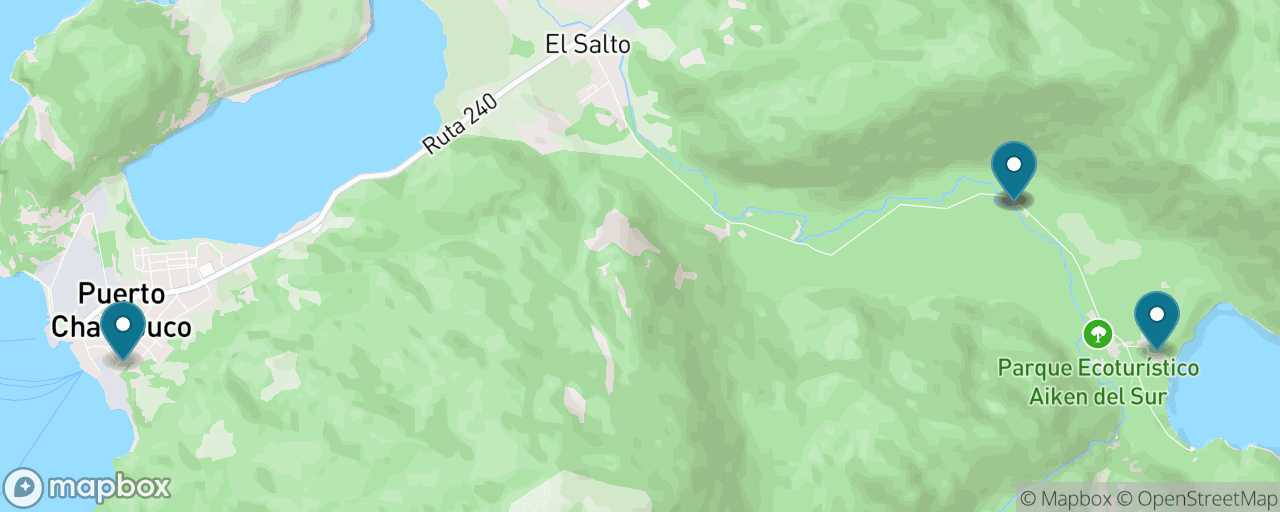 Map of the stops on “Aikén del Sur rainforest walk & lamb asado”