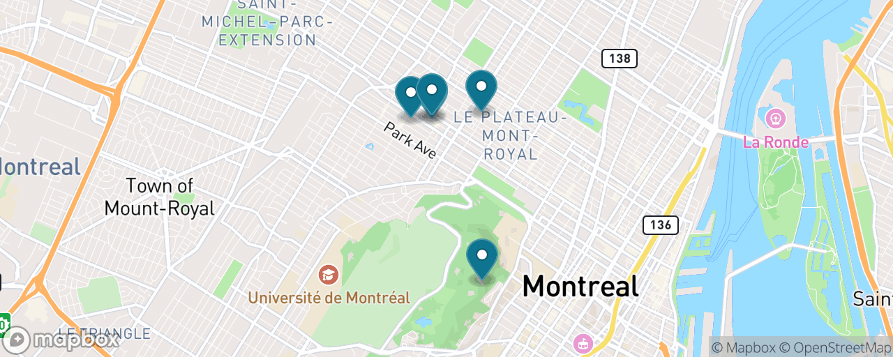 Map of the stops on “Mount Royal Lookout & Mile End Bagels”
