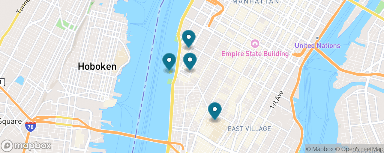 Map of the stops on “The High Line, Chelsea Market and the Village”