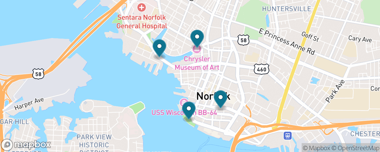 Map of the stops on “Norfolk for (Almost) Free”
