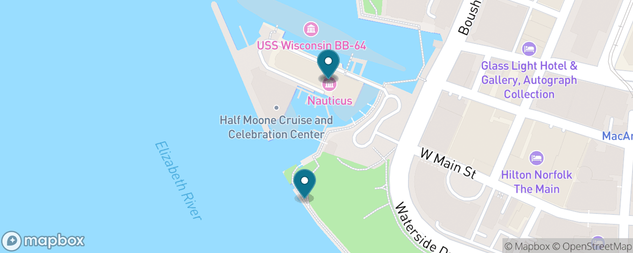 Map of the stops on “Naval Norfolk by Boat”