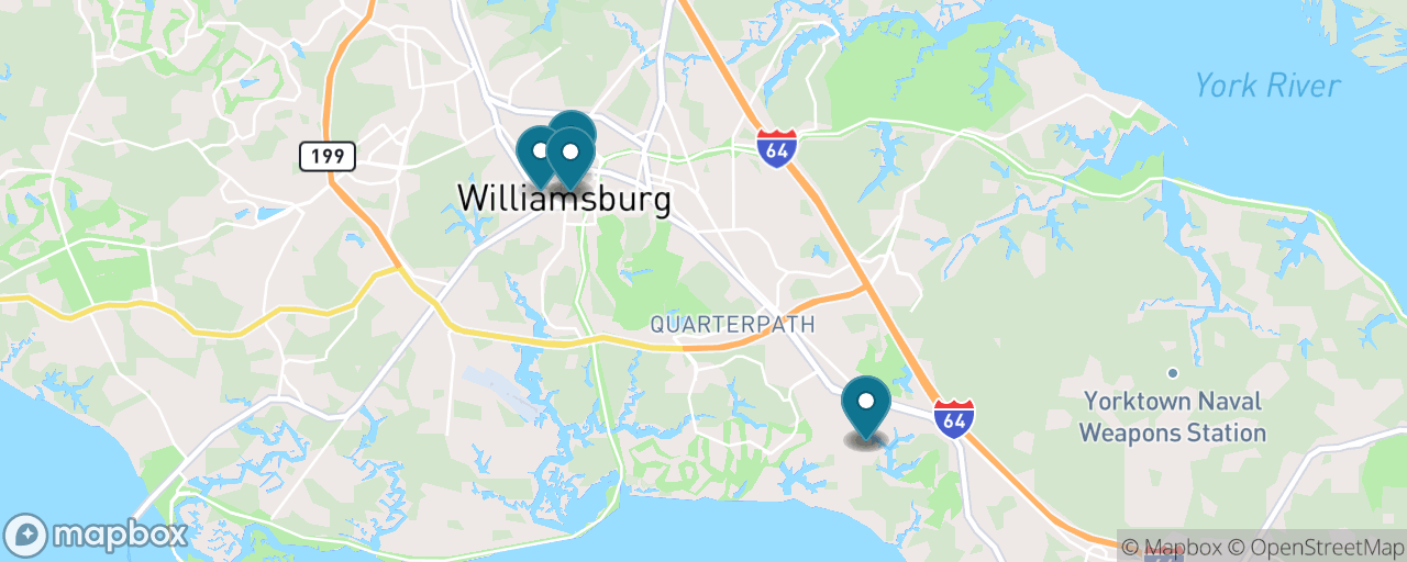 Map of the stops on “Colonial Williamsburg Day Trip”