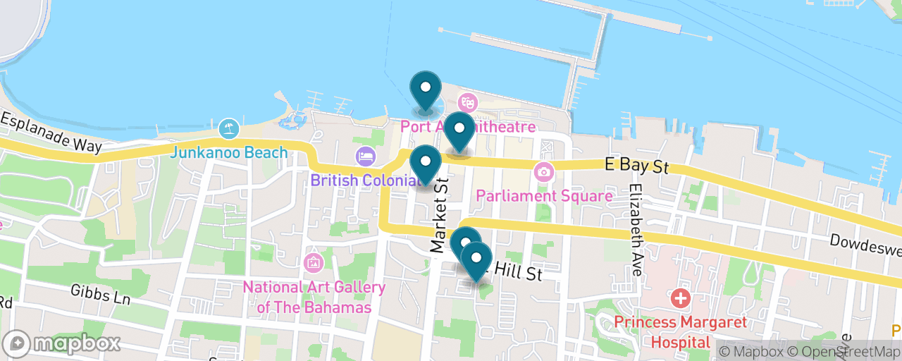 Map of the stops on “Nassau's Greatest Hits, All on Foot”