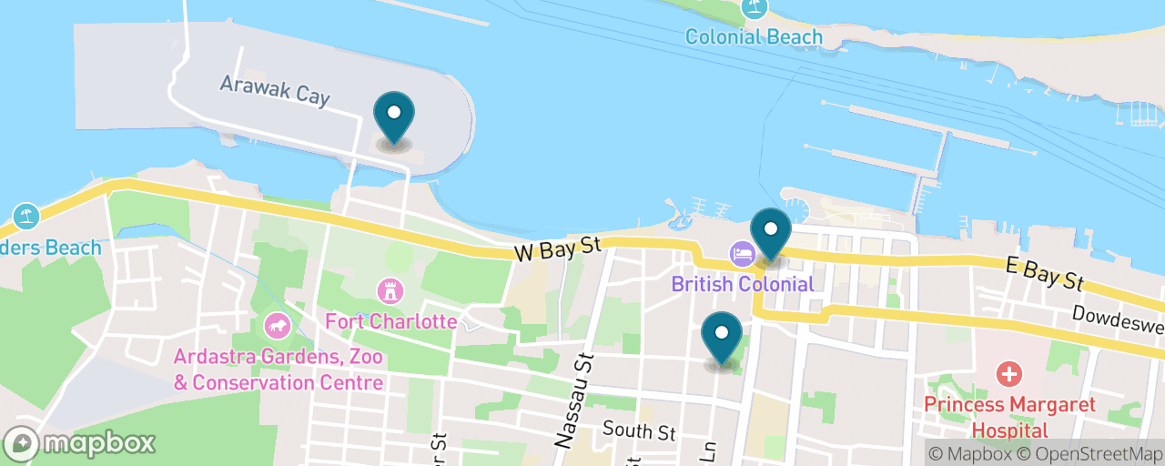 Map of the stops on “Pirates, Forts & Free Rum”