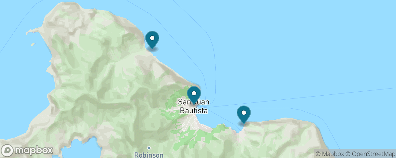 Map of the stops on “Fur Seals & Robinson's Cave by Boat”