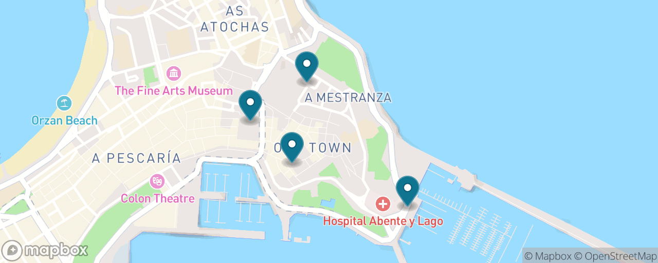 Map of the stops on “A Coruña Old Town & María Pita on Foot”