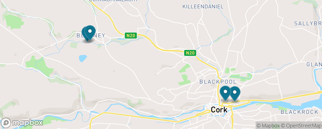 Map of the stops on “Blarney Castle & Gardens, the DIY Way”