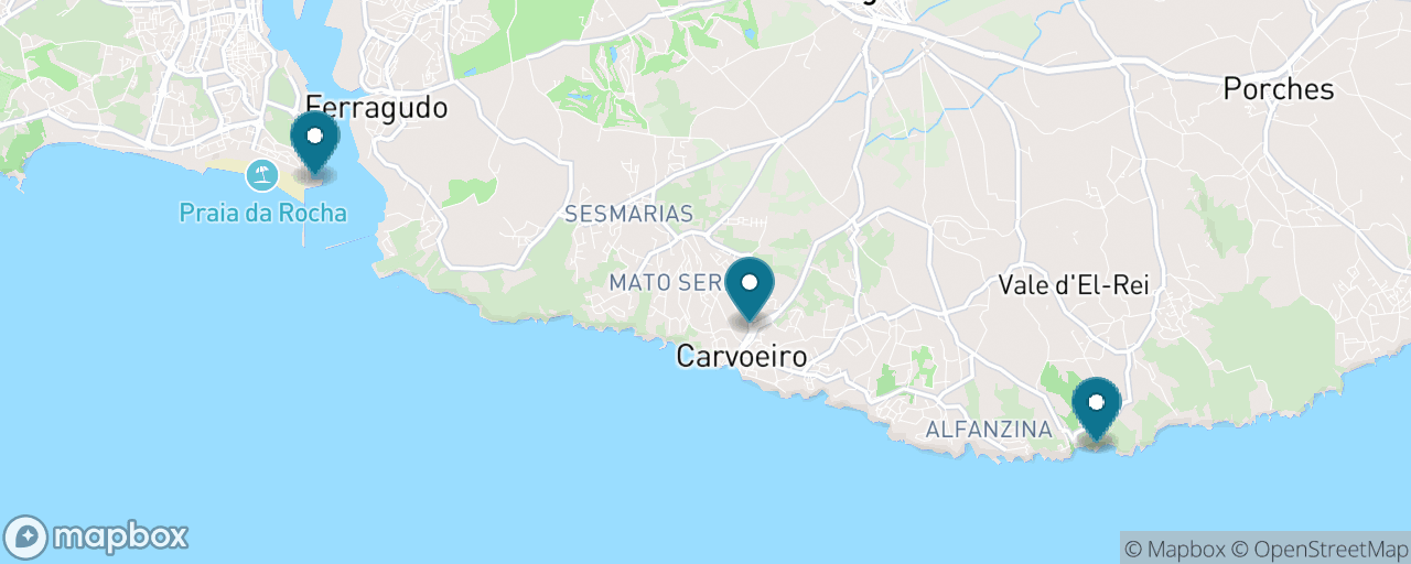 Map of the stops on “Benagil Caves by Boat”