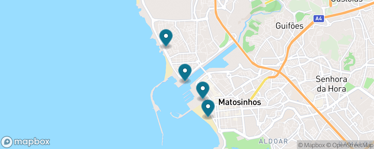 Map of the stops on “Matosinhos: Beach, Grilled Fish & Siza by the Sea”