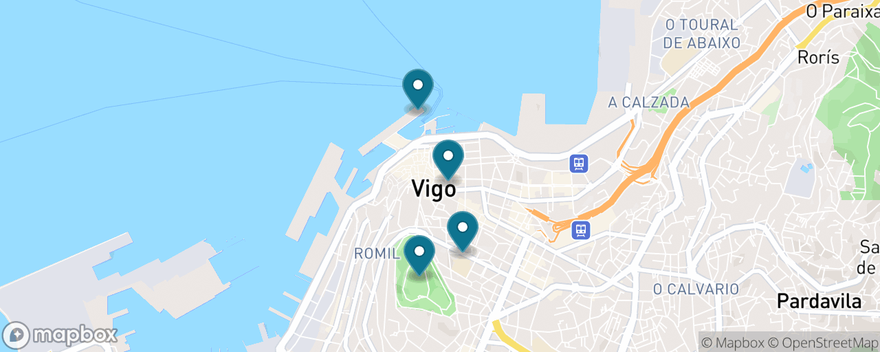 Map of the stops on “Vigo for Free: Monte O Castro & the Old Town”